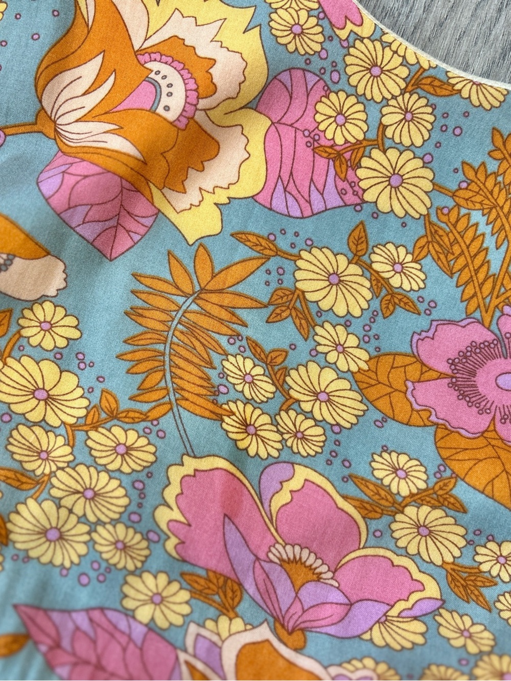 THML Blue Floral Maxi Dress with Pink & Orange Accents - Picture 4 of 8